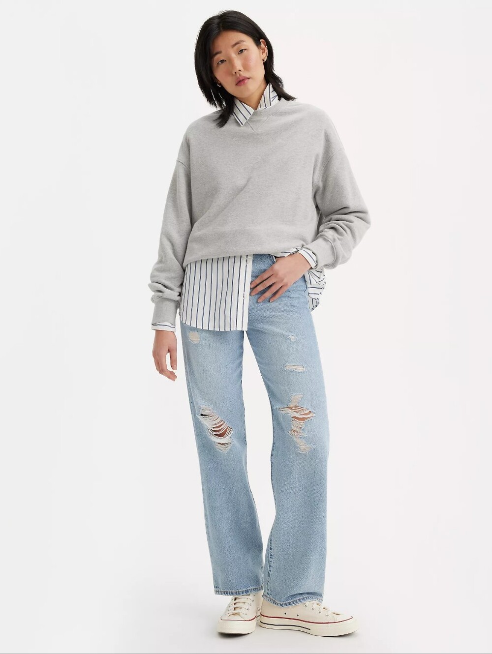 Levi's Ribcage Straight Ankle Women's Jeans distressed light blue size 27 x 27